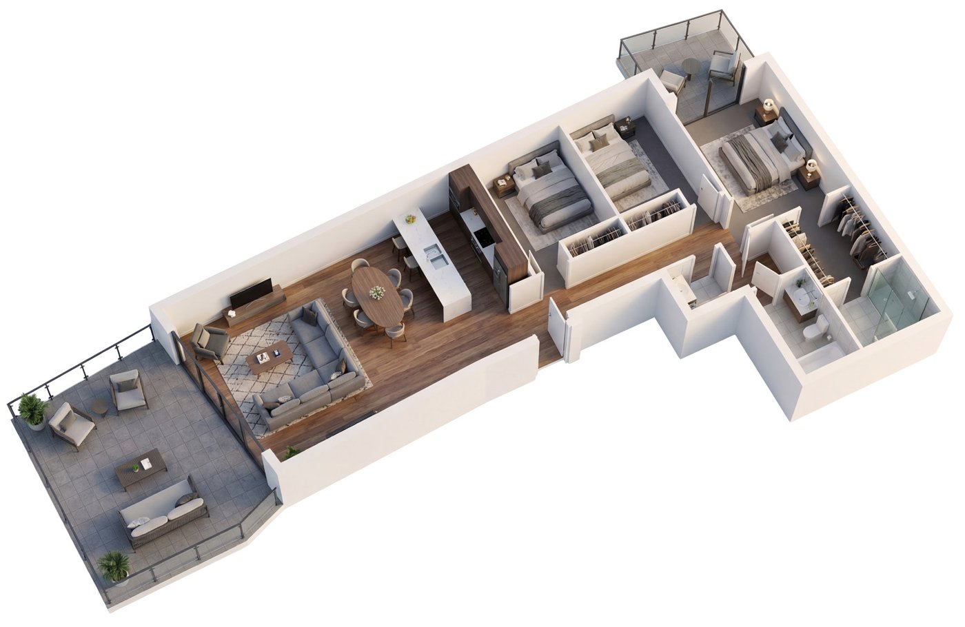 Unit 501 floor plan — three bedroom